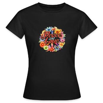 Frieden und Liebe - Harmonie - Frauen T-Shirt - Schwarz - Vorne - AI Model Female 172 dark (172cm)
