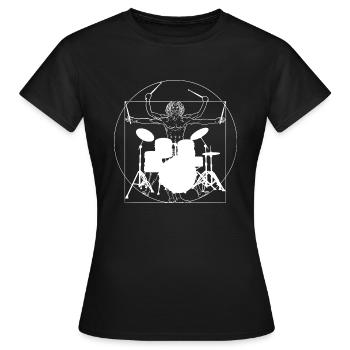 Drummer Vitruvian Man Drumsticks - Frauen T-Shirt - Schwarz - Vorne - AI Model Female 172 dark (172cm)