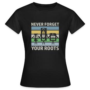 Retro Spruch Technik VHS Audiokassette Diskette - Frauen T-Shirt - Schwarz - Vorne - AI Model Female 172 dark (172cm)