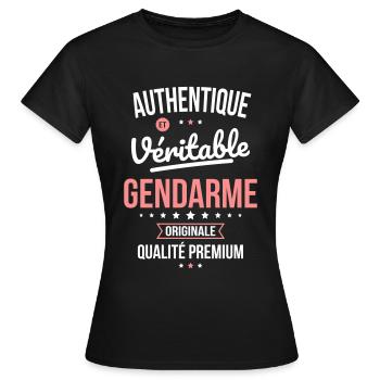 Authentique et véritable gendarme - Originale - T-shirt Femme - noir - Devant - AI Model Female 172 dark (172cm)