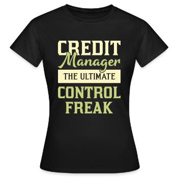Credit Manager : l’ultime maniaque du contrôle - T-shirt Femme - noir - Devant - AI Model Female 172 dark (172cm)