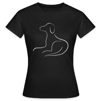 Dog lying white - Women's T-Shirt - black - Front - AI Model Female 172 dark (172cm)