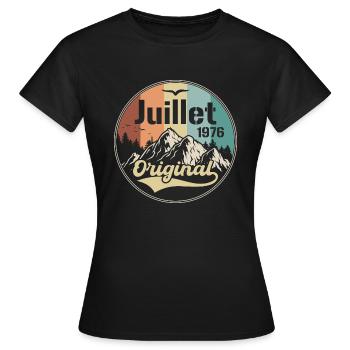Juillet 1976 Anniversaire Juillet 1976 Juillet - T-shirt Femme - noir - Devant - AI Model Female 172 dark (172cm)