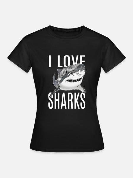 Ich liebe Haie - Frauen T-Shirt - Schwarz