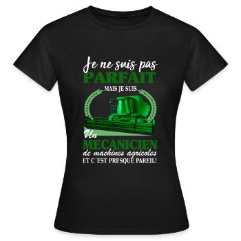 Mécanicien Shirt • Machines agricoles Cadeau - T-shirt Femme - noir - Devant - AI Model Female 172 dark (172cm)