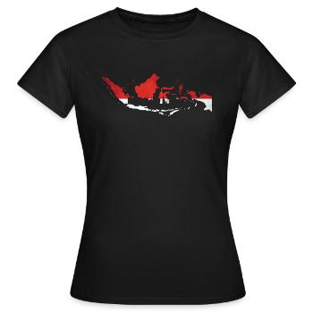 Indonesia - National border in national flag - Women's T-Shirt - black - Front - AI Model Female 172 dark (172cm)