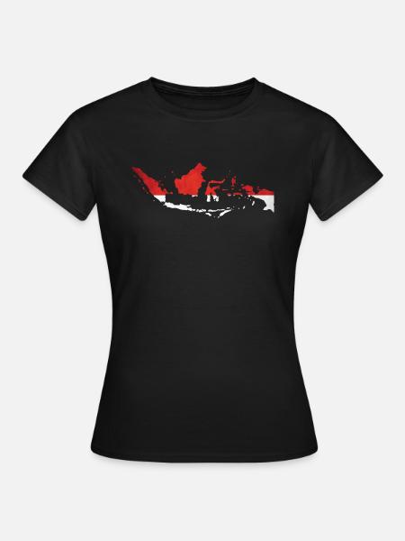 Indonesien - Landesgrenze in Nationalfahne - Frauen T-Shirt - Schwarz