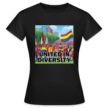 United in Diversity - Frauen T-Shirt - Schwarz - Vorne - AI Model Female 172 dark (172cm)