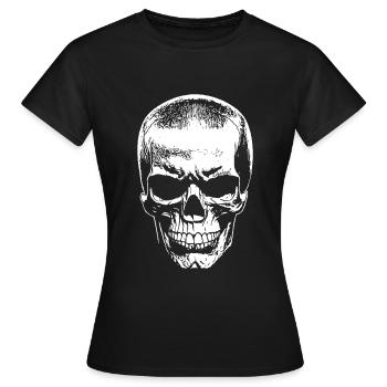Oldschool Skull mit Tattoo auf der Augenbraue - Frauen T-Shirt - Schwarz - Vorne - AI Model Female 172 dark (172cm)