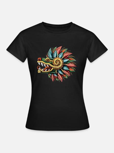 Quetzalcóatl Dios Serpiente Emplumada Azteca - Camiseta mujer - negro