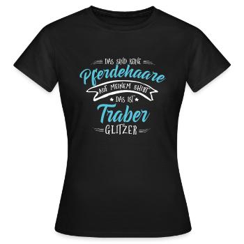 Traber Pferde Shirt-Glitzer - Frauen T-Shirt - Schwarz - Vorne - AI Model Female 172 dark (172cm)