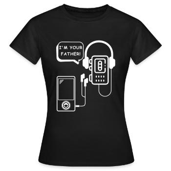 Ich bin dein Vater | Walkman, mp3, Musik - Frauen T-Shirt - Schwarz - Vorne - AI Model Female 172 dark (172cm)