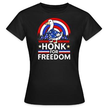 L’oie patriotique du 4 juillet klaxonne pour la liberté - T-shirt Femme - noir - Devant - AI Model Female 172 dark (172cm)