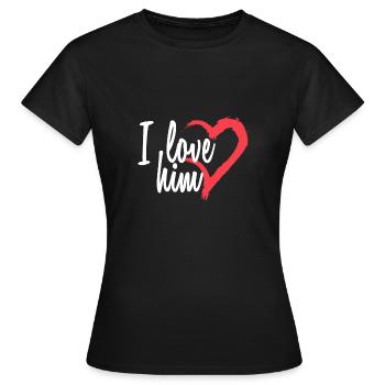 I love him - Frauen T-Shirt - Schwarz - Vorne - AI Model Female 172 dark (172cm)
