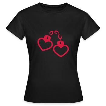 Handschelle Herz - Frauen T-Shirt - Schwarz - Vorne - AI Model Female 172 dark (172cm)