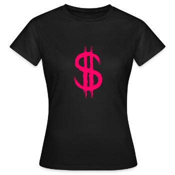 Dollarzeichen Dollar Zeichen Geld Bürste Rosa - Frauen T-Shirt - Schwarz - Vorne - AI Model Female 172 dark (172cm)