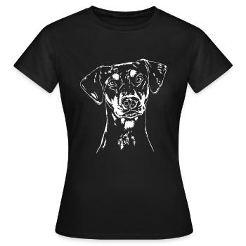 DEUTSCHER PINSCHER Hund Hunde Wilsigns - Frauen T-Shirt - Schwarz - Vorne - AI Model Female 172 dark (172cm)