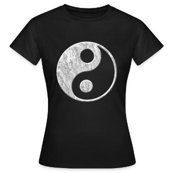 Effet 3D blanc pierre Yin Yang - T-shirt Femme - noir - Devant - AI Model Female 172 dark (172cm)