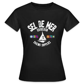 Sel de mer Quiberon - T-shirt Femme - noir - Devant - AI Model Female 172 dark (172cm)