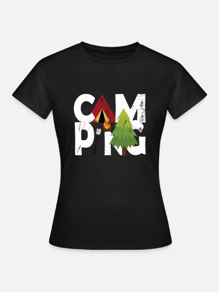 Campingplatz Lagerfeuer - Frauen T-Shirt - Schwarz