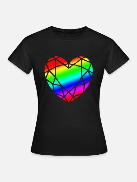 LGBTQ Pride Herz Diamantform - Frauen T-Shirt - Schwarz