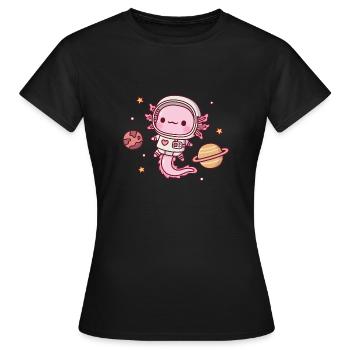 Cute Axolotl Astronaut In Outer Space - Women's T-Shirt - black - Front - AI Model Female 172 dark (172cm)