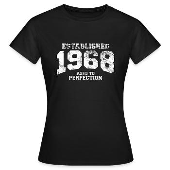 established 1968 - aged to perfection (de) - Frauen T-Shirt - Schwarz - Vorne - AI Model Female 172 dark (172cm)