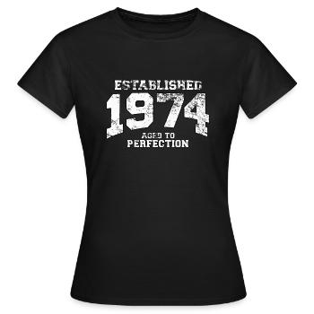 established 1974 - aged to perfection (de) - Frauen T-Shirt - Schwarz - Vorne - AI Model Female 172 dark (172cm)