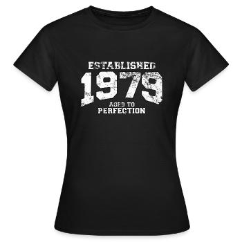established 1979 - aged to perfection (fr) - T-shirt Femme - noir - Devant - AI Model Female 172 dark (172cm)