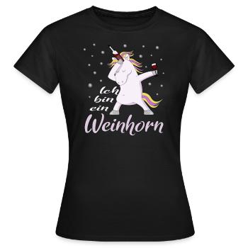 Ich bin ein Weinhorn Einhorn mit Wein - Frauen T-Shirt - Schwarz - Vorne - AI Model Female 172 dark (172cm)
