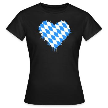 Bayern Herz Wappen Freistaat - Frauen T-Shirt - Schwarz - Vorne - AI Model Female 172 dark (172cm)