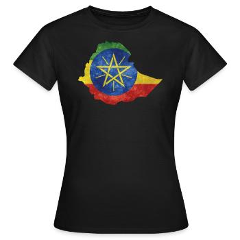 Ethiopie - Frontière nationale en drapeau national - T-shirt Femme - noir - Devant - AI Model Female 172 dark (172cm)