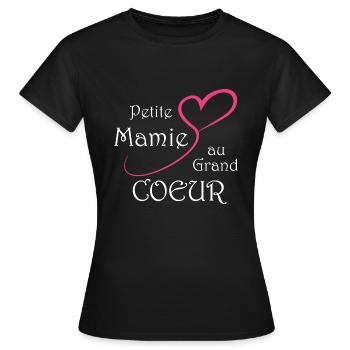Petite mamie au grand coeur, fête des grand-mères - T-shirt Femme - noir - Devant - AI Model Female 172 dark (172cm)