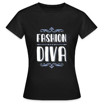 fashion diva - Frauen T-Shirt - Schwarz - Vorne - AI Model Female 172 dark (172cm)