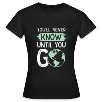 travel travel - Women's T-Shirt - black - Front - AI Model Female 172 dark (172cm)