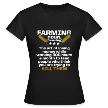 farming farmer - Women's T-Shirt - black - Front - AI Model Female 172 dark (172cm)