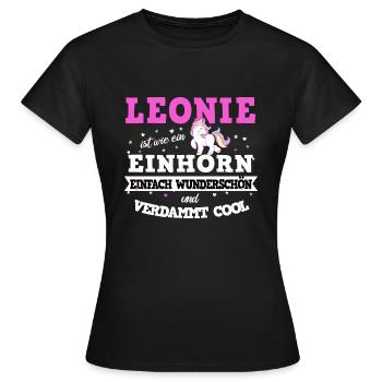 Leonie Frauen Mädchen Einhorn Name - Frauen T-Shirt - Schwarz - Vorne - AI Model Female 172 dark (172cm)