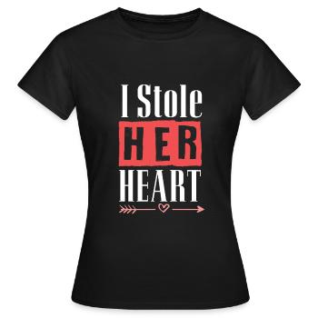 ich stahl ihr herz paare - Frauen T-Shirt - Schwarz - Vorne - AI Model Female 172 dark (172cm)
