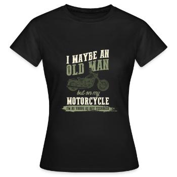 Motocycliste vieil homme - T-shirt Femme - noir - Devant - AI Model Female 172 dark (172cm)