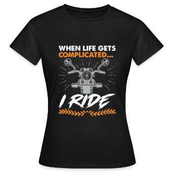 leben kompliziert motorrad - Frauen T-Shirt - Schwarz - Vorne - AI Model Female 172 dark (172cm)