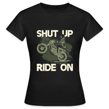 Devis Balade à moto - T-shirt Femme - noir - Devant - AI Model Female 172 dark (172cm)
