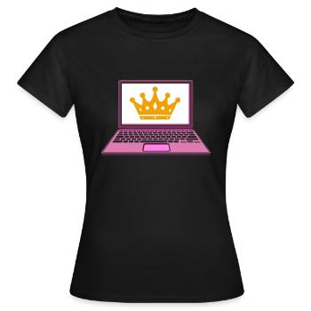 Computer Krone Königin Programmiererin - Frauen T-Shirt - Schwarz - Vorne - AI Model Female 172 dark (172cm)