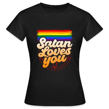 Satan Liebt Dich Lgbtq Lgbt Gay Pride Rainbow - Frauen T-Shirt - Schwarz - Vorne - AI Model Female 172 dark (172cm)