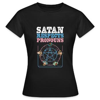 Satan respecte les pronoms Pentagramme satanique - T-shirt Femme - noir - Devant - AI Model Female 172 dark (172cm)