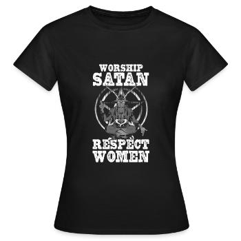 Satanism Satanic Baphomet Goat Worship Satan - Women's T-Shirt - black - Front - AI Model Female 172 dark (172cm)