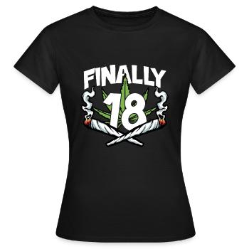 ENFIN 18 ANNIVERSAIRE 2004 FUMER DU CANNABIS - T-shirt Femme - noir - Devant - AI Model Female 172 dark (172cm)