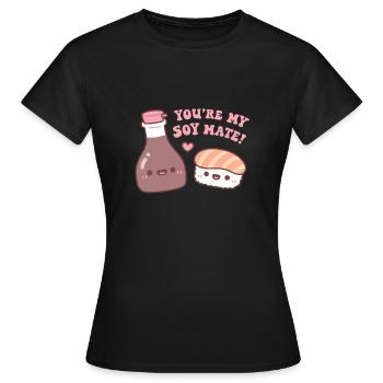 Süße Sojasauce und Sushi Du bist mein Soja-Kumpel - Frauen T-Shirt - Schwarz - Vorne - AI Model Female 172 dark (172cm)