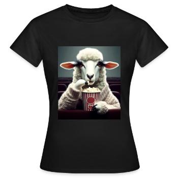 Des moutons au cinéma - T-shirt Femme - noir - Devant - AI Model Female 172 dark (172cm)