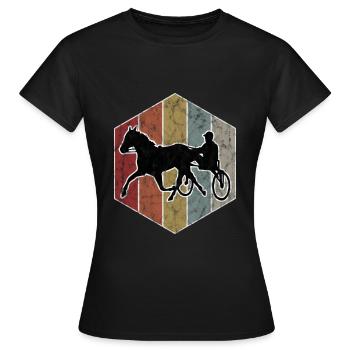 Trotter courses de trot dans un style rétro ou vintage - T-shirt Femme - noir - Devant - AI Model Female 172 dark (172cm)