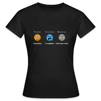 Proton électronique à neutrons - T-shirt Femme - noir - Devant - AI Model Female 172 dark (172cm)